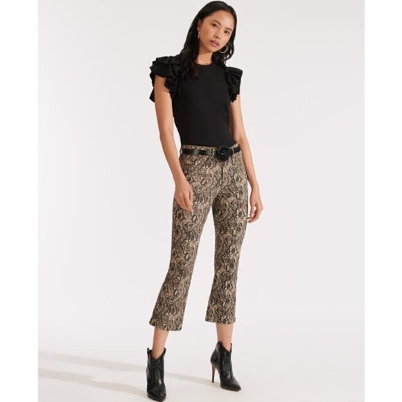 VERONICA BEARD Carolyn Snake-Print Baby Boot Jeans - Picture 1 of 3